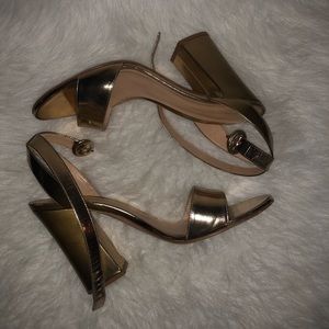 Gianvito Rossi metallic 100mm block heel 40.5